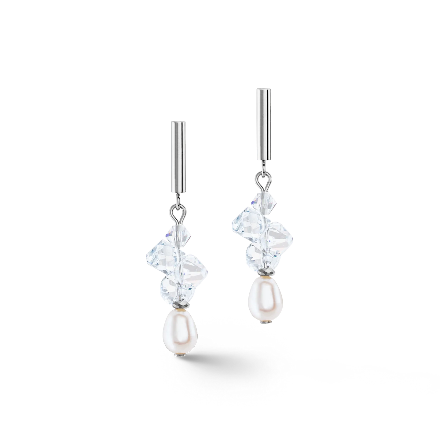 Dancing Crystals & Pearls Silver Earrings