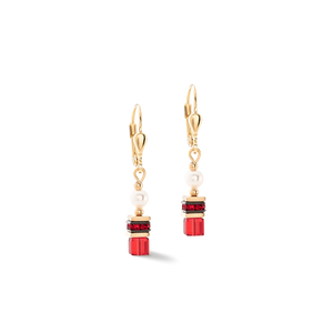 Sparkling Princess Gold Red Earrings