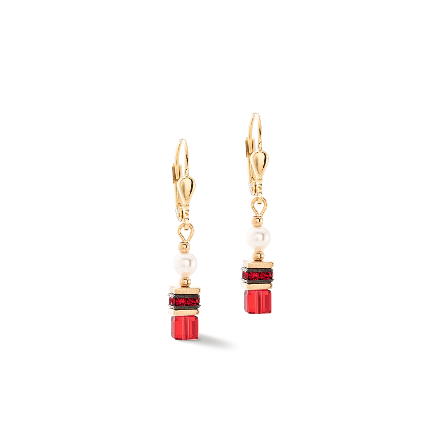 Sparkling Princess Gold Red Earrings