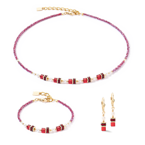 Sparkling Princess Gold Red Earrings