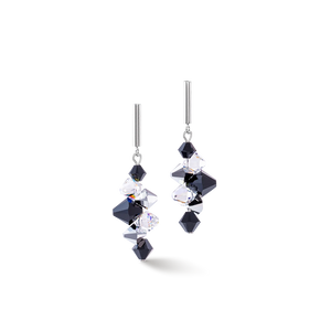 Dancing Crystals Silver Black Earrings