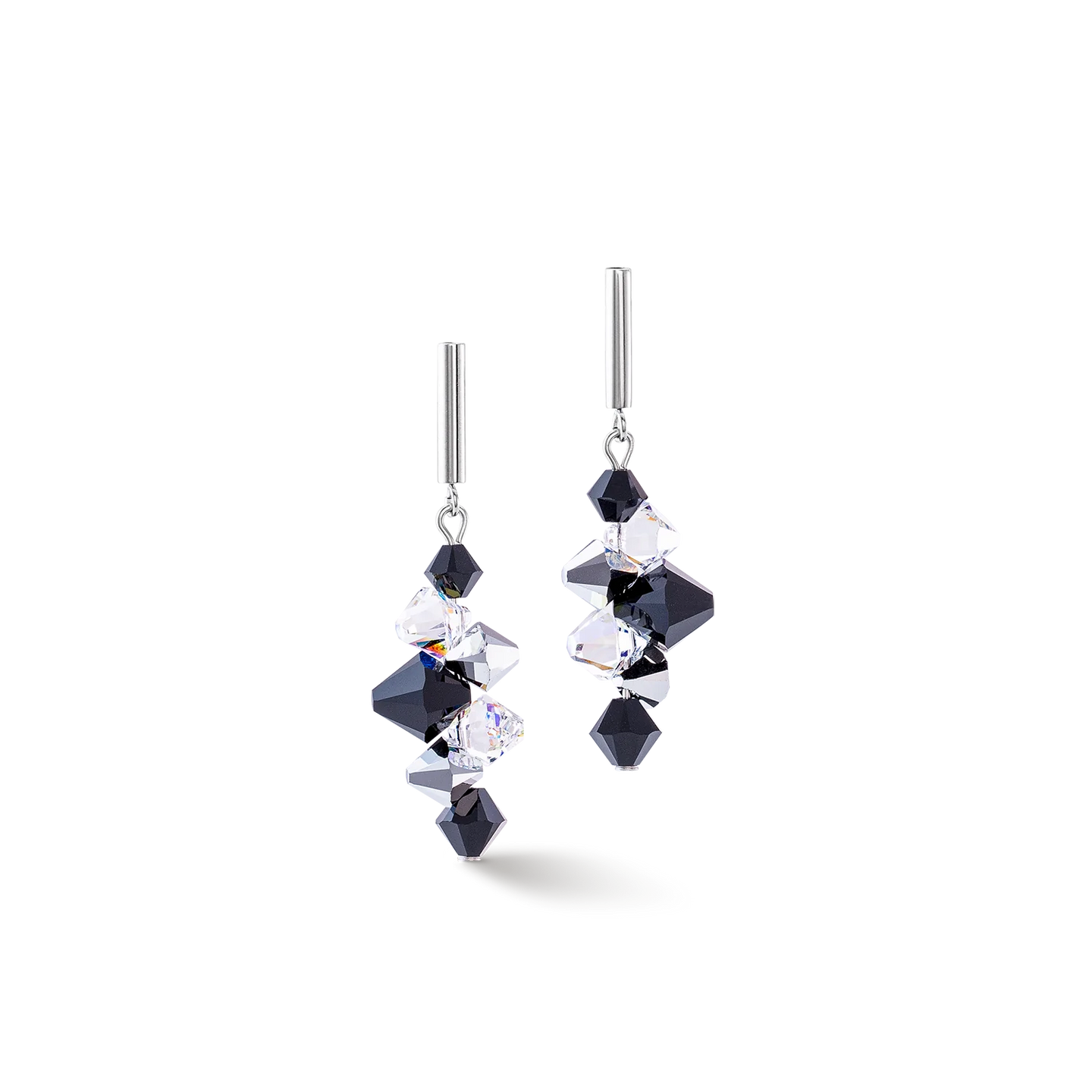 Dancing Crystals Silver Black Earrings