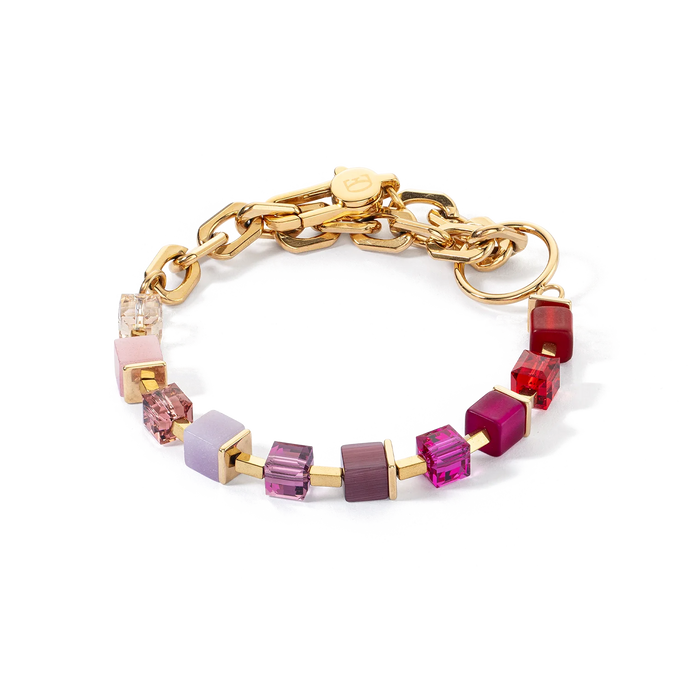 Cube Fusion Charm Gold Red Bracelet