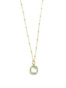 Square Faceted Green Amethyst Necklace