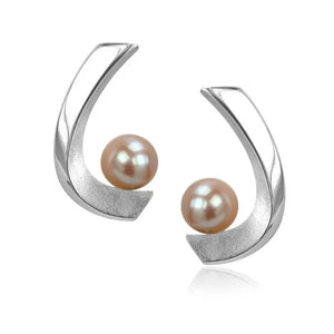 Aqua Pink Pearl Curved Studs