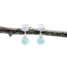 Aquamarine Cube Studs