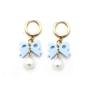 Bow Pearl Drop Earrings