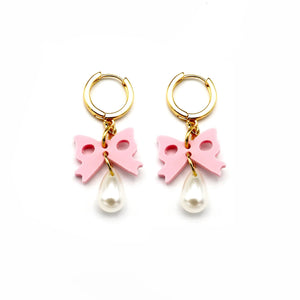 Bow Pearl Drop Earrings