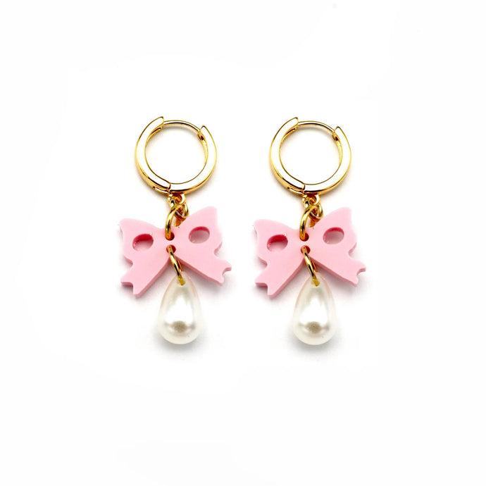 Bow Pearl Drop Earrings