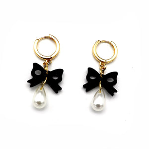 Bow Pearl Drop Earrings