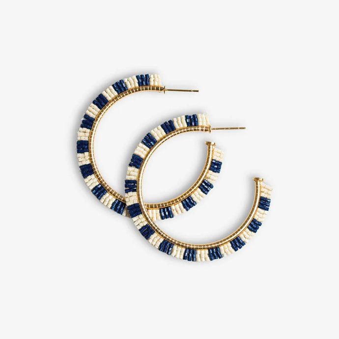 Nora Checkered Beaded Hoop Earrings