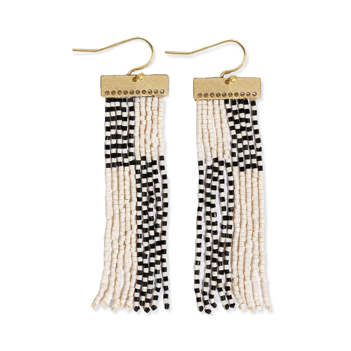 Lana Rectangle Hanger Colorblocks Fringe Earrings