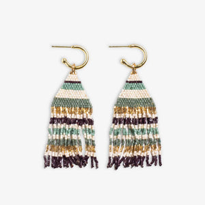 James Mini Gold Hoop Horizontal Stripe Earrings Safari