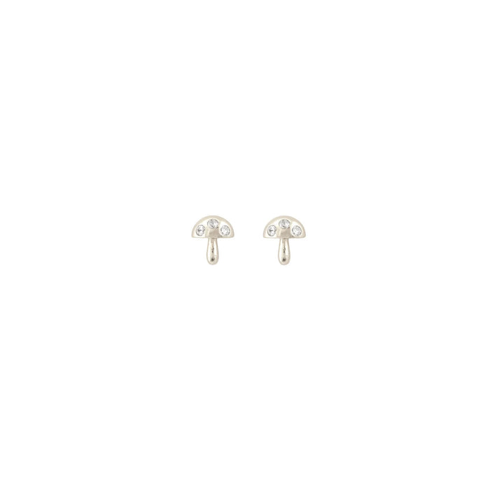 Tiny Mushroom Crystal Studs