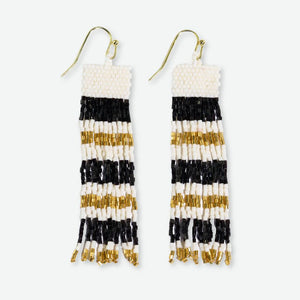 Billie Mixed Horizontal Stripe Earrings Black & Gold