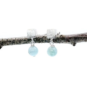 Aquamarine Cube Studs