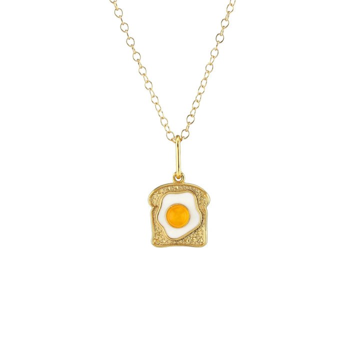 Egg on Toast Enamel Charm Necklace