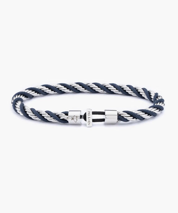 Catena Twisted Navy Silver Bracelet