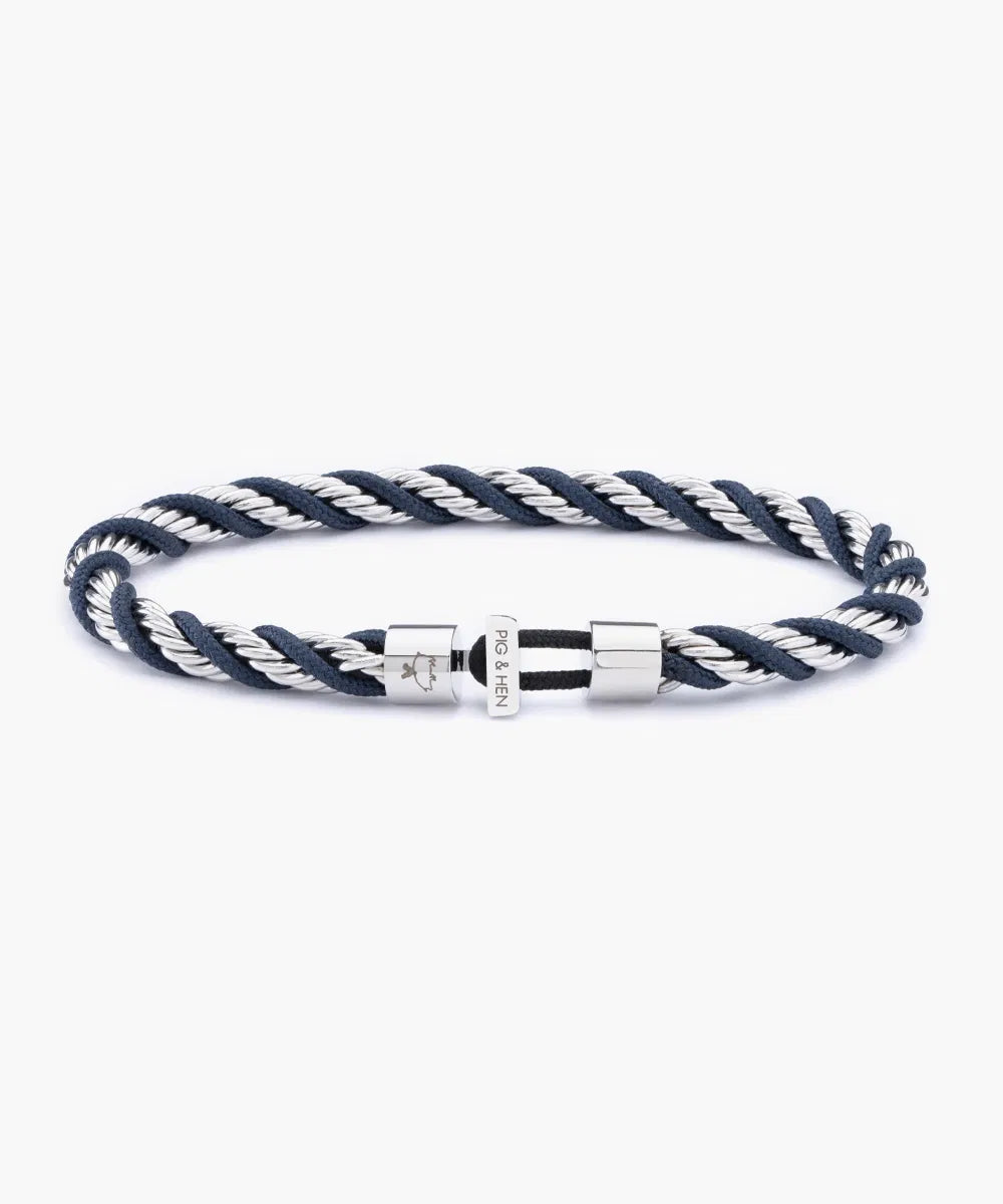 Catena Twisted Navy Silver Bracelet