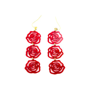 Rosette Triple Drop Earrings