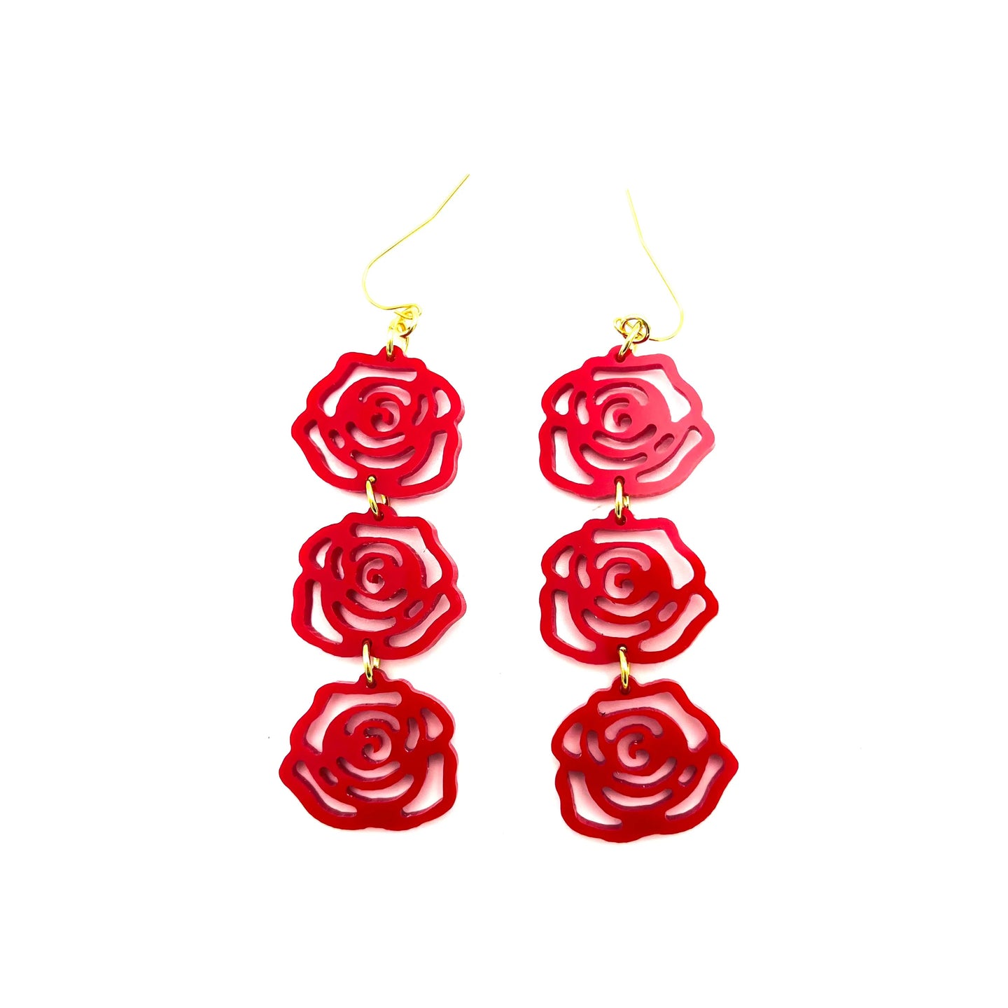 Rosette Triple Drop Earrings