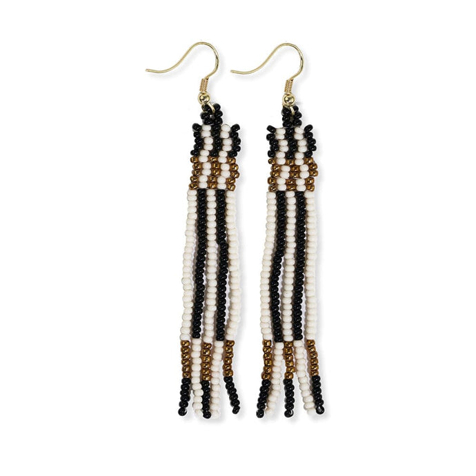 Melissa Two Color Grids Petite Fringe Earrings