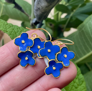 Triple Flower Enamel Earrings