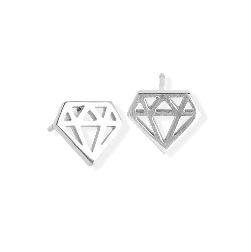 jj+rr Diamond Studs Silver 8E19S