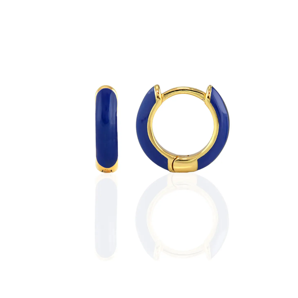 Kris Nations Enamel Huggie Hoops Blue E671-G-BLU