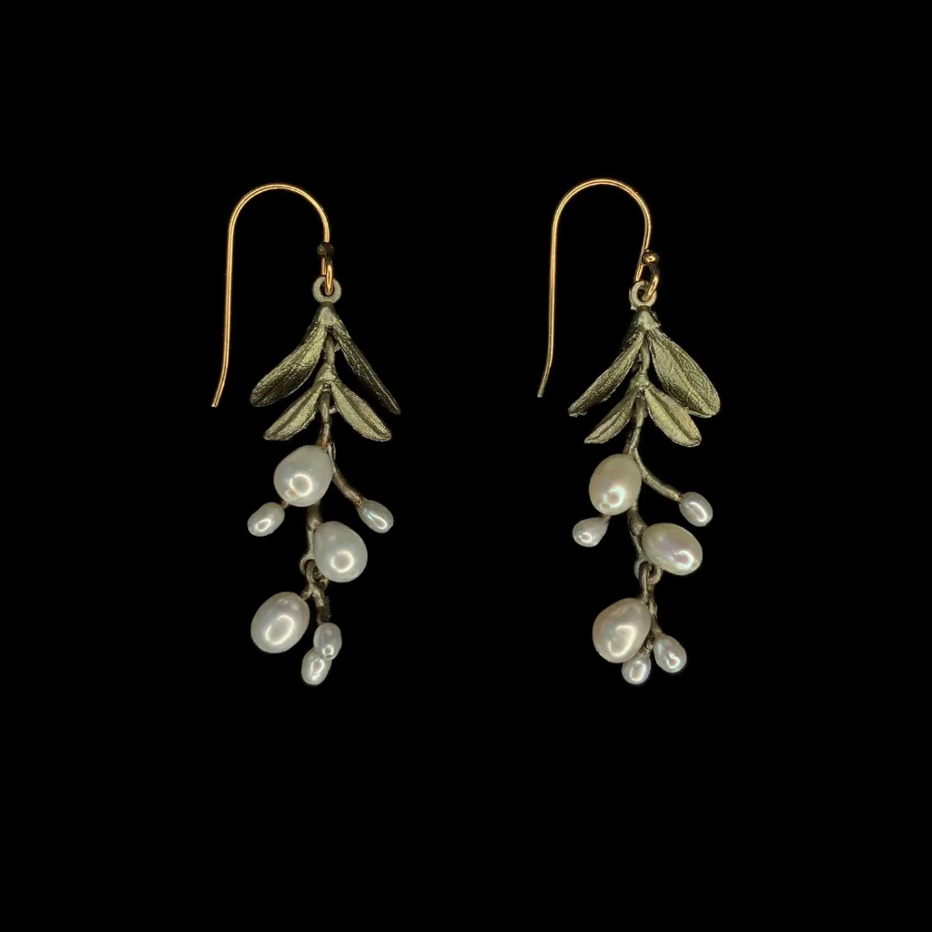 Silver Seasons Garden Vine Pearl Drop Earrings 3659BZWP