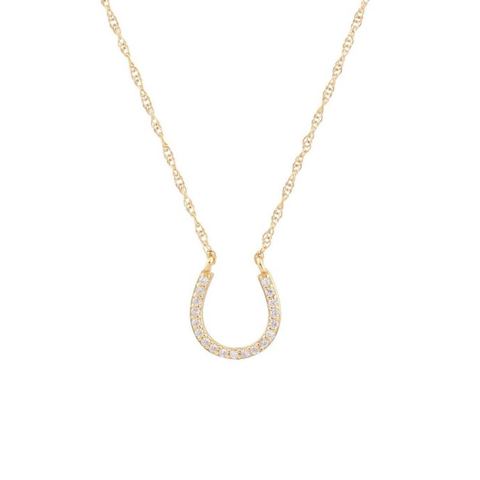 Kris Nations Horseshoe Pave Necklace Gold N688-G