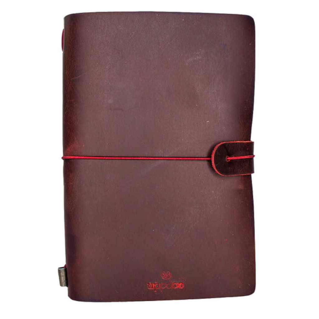 Uppdoo Journey Small Leather Bound Traveler's Notebook Oxblood