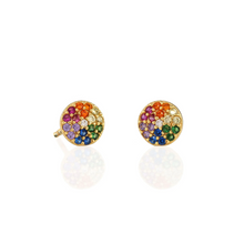 Kris Nations Round Crystal Studs Rainbow E564-G-RAIN