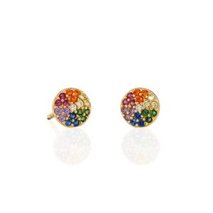 Kris Nations Round Crystal Studs Rainbow E564-G-RAIN