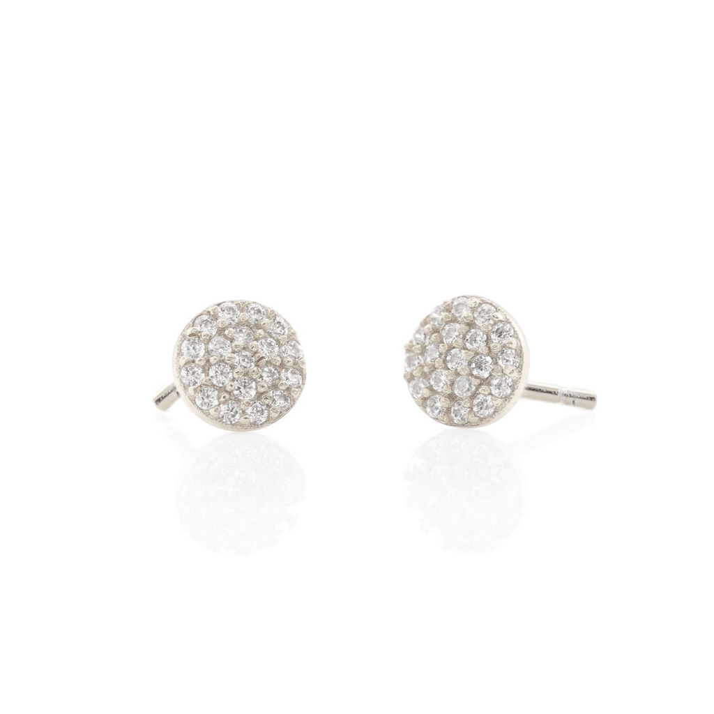 Kris Nations Round Crystal Studs Silver E564-S