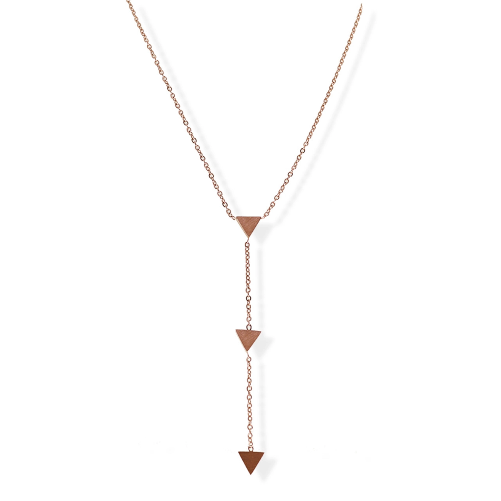 jj+rr Triple Triangle Y-Necklace Rose Gold 9N20RG