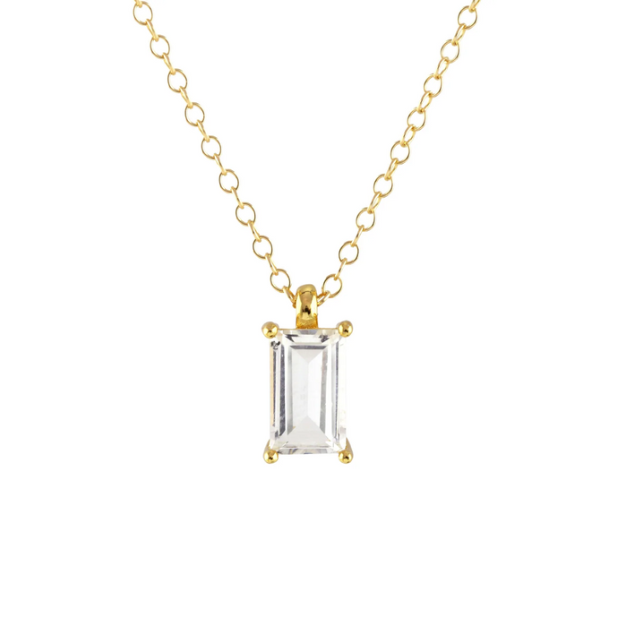 Kris Nations White Topaz Baguette Necklace Gold N911-G-WHTPZ